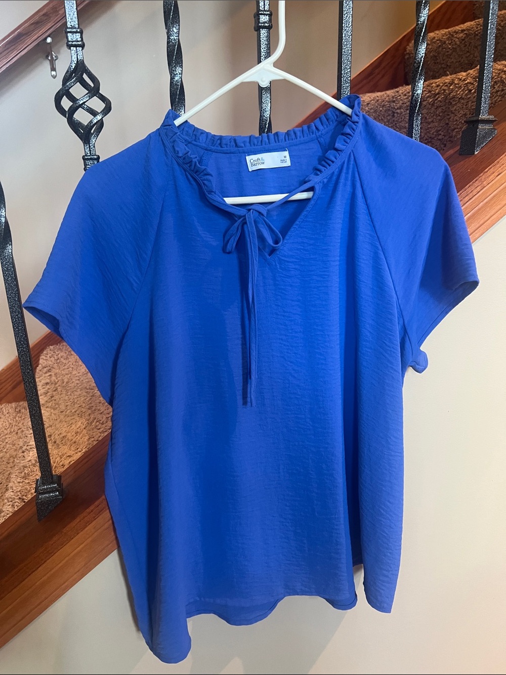 croft & barrow Cobalt Blue Short-Sleeve Tie-Front Blouse